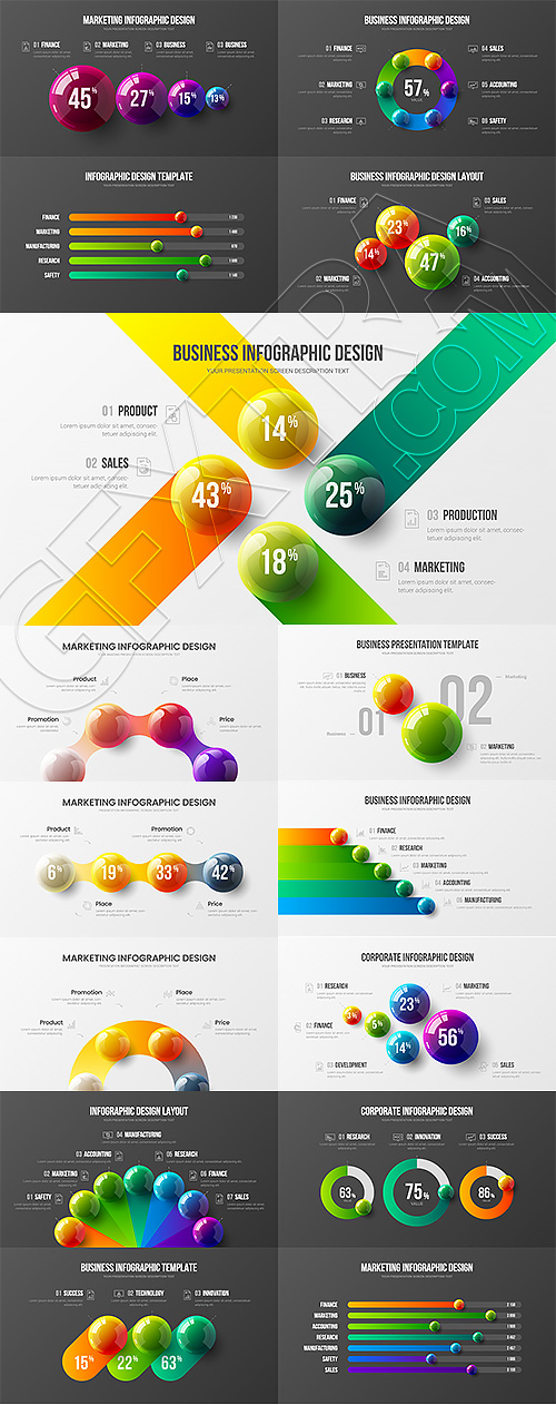 Business Infographic Presentation Vectors 16xAI