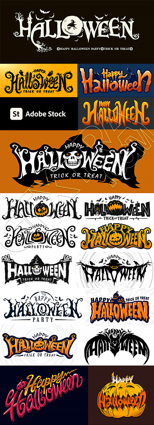 Happy Halloween Banners, Logos & Stickers 35xAI