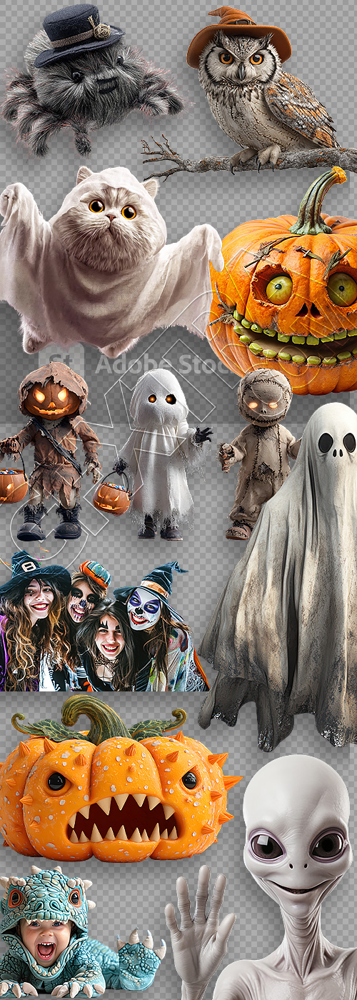 Halloween Funy PNG Elements #2, 22xPNG