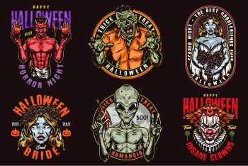 Halloween Vintage Design Posters, Labels & Elements 30xAI Halloween Vintage Design Posters, Labels & Elements 30xAI