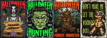 Halloween Vintage Design Posters, Labels & Elements 30xAI Halloween Vintage Design Posters, Labels & Elements 30xAI