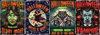 Halloween Vintage Design Posters, Labels & Elements 30xAI Halloween Vintage Design Posters, Labels & Elements 30xAI