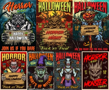 Halloween Vintage Design Posters, Labels & Elements 30xAI Halloween Vintage Design Posters, Labels & Elements 30xAI