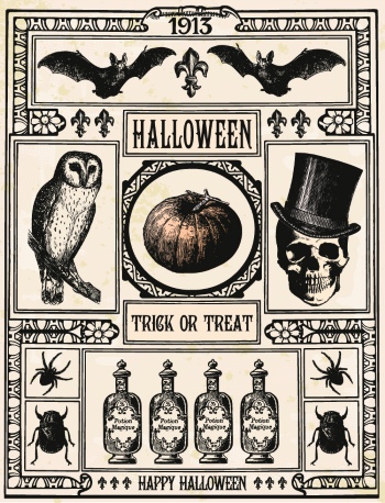 Halloween Vintage Design Posters, Labels & Elements 30xAI Halloween Vintage Design Posters, Labels & Elements 30xAI
