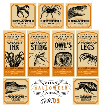 Halloween Vintage Design Posters, Labels & Elements 30xAI Halloween Vintage Design Posters, Labels & Elements 30xAI