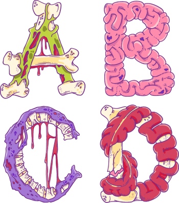 Scary Zombie Cartoon Letters & Patterns 17xAI Scary Zombie Cartoon Letters & Patterns 17xAI