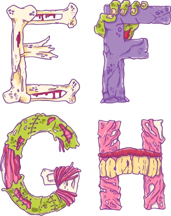 Scary Zombie Cartoon Letters & Patterns 17xAI Scary Zombie Cartoon Letters & Patterns 17xAI