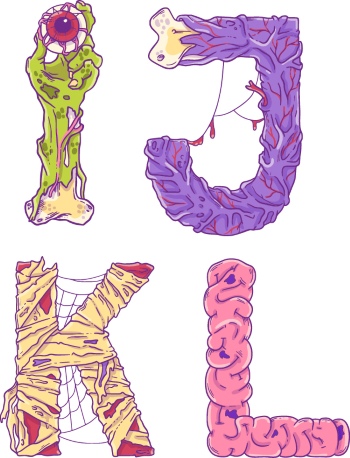 Scary Zombie Cartoon Letters & Patterns 17xAI Scary Zombie Cartoon Letters & Patterns 17xAI