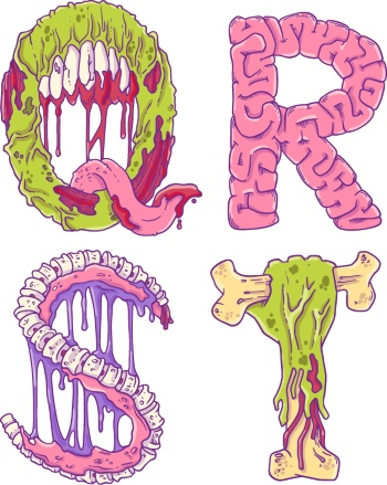 Scary Zombie Cartoon Letters & Patterns 17xAI Scary Zombie Cartoon Letters & Patterns 17xAI
