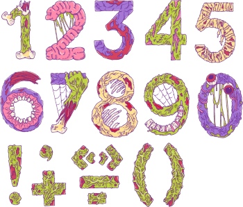 Scary Zombie Cartoon Letters & Patterns 17xAI Scary Zombie Cartoon Letters & Patterns 17xAI