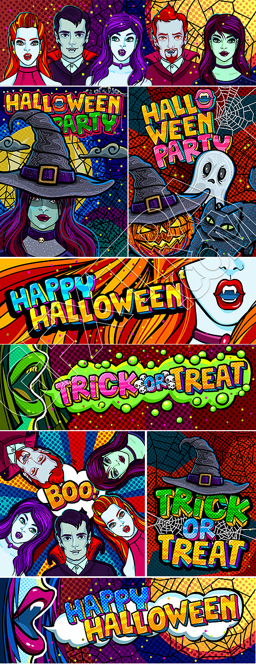 Halloween Banners & Posters Pop Art Style 15xAI