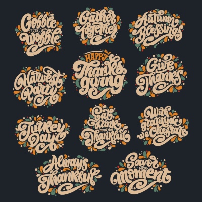 Thanksgiving Vector Design Elements 16xAI