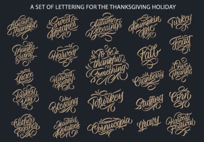 Thanksgiving Vector Design Elements 16xAI