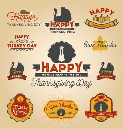 Thanksgiving Vector Design Elements 16xAI