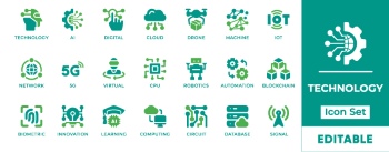 5G Mobile Communication Templates & Icons 30xAI