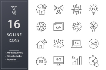 5G Mobile Communication Templates & Icons 30xAI