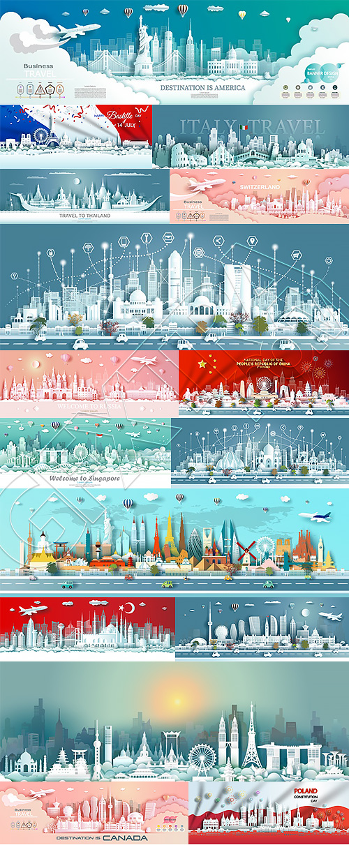 Countries Origami Backgrounds 44xAI