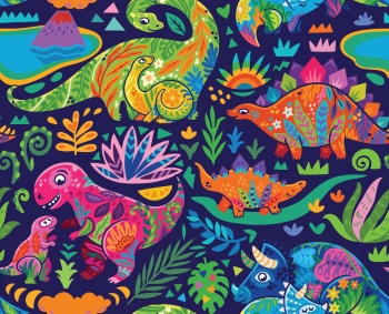 Dinosour Toons Seamless Patterns #2, 30xAI