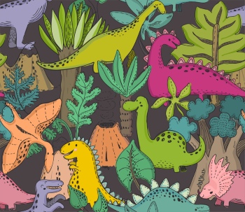 Dinosour Toons Seamless Patterns #2, 30xAI