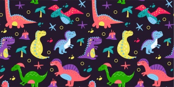 Dinosour Toons Seamless Patterns #2, 30xAI