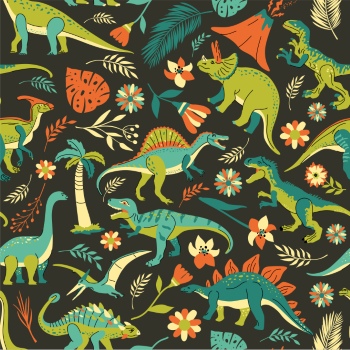 Dinosour Toons Seamless Patterns #2, 30xAI