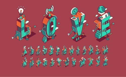 Isometric 3D Vector Alphabets 43xAI