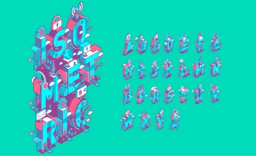 Isometric 3D Vector Alphabets 43xAI