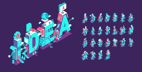 Isometric 3D Vector Alphabets 43xAI