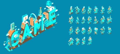 Isometric 3D Vector Alphabets 43xAI
