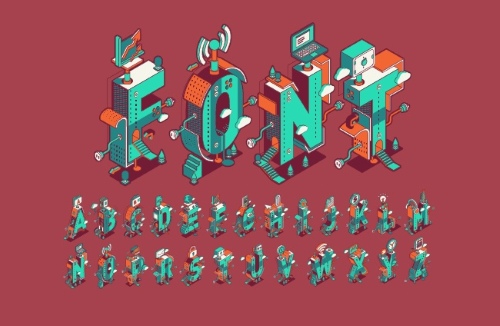 Isometric 3D Vector Alphabets 43xAI