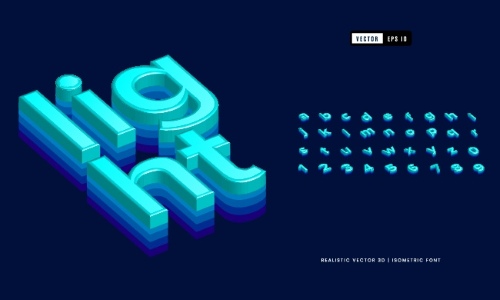 Isometric 3D Vector Alphabets 43xAI