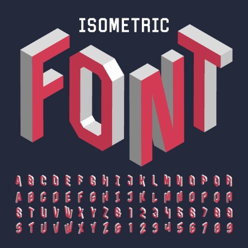 Isometric 3D Vector Alphabets 43xAI