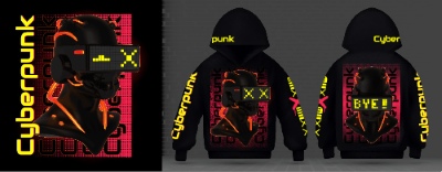 Techno Cyberpunk Style Hoodie & T-Shirt Designs 28xAI