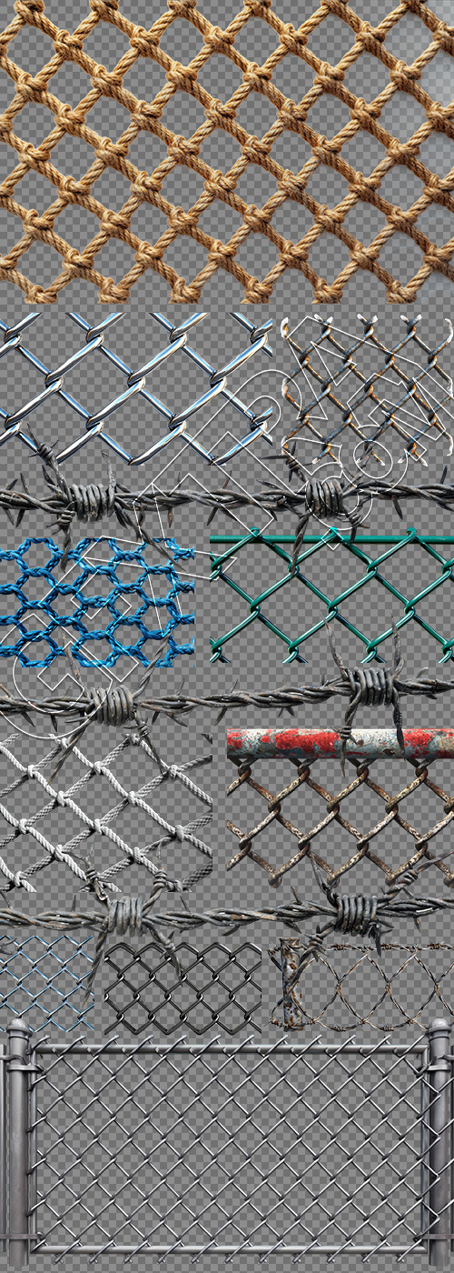 Fenced and Barbed Seamless Wire Textures 30xPNG