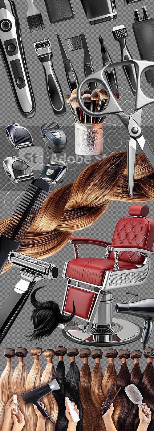 Hair Dresser Tools & Hairpieces 23xPNG