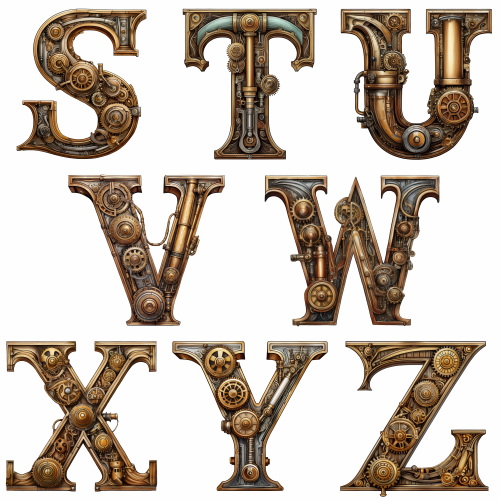 Steampunk Style Letters & Numbers #2, 39xPNG Steampunk Style Letters & Numbers #2, 39xPNG