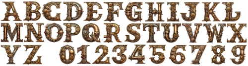 Steampunk Style Letters & Numbers #2, 39xPNG Steampunk Style Letters & Numbers #2, 39xPNG