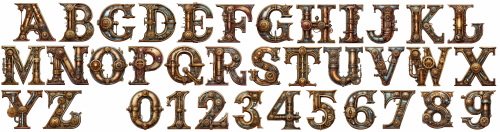 Steampunk Style Letters & Numbers #2, 39xPNG Steampunk Style Letters & Numbers #2, 39xPNG