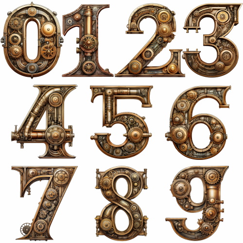 Steampunk Style Letters & Numbers #2, 39xPNG Steampunk Style Letters & Numbers #2, 39xPNG