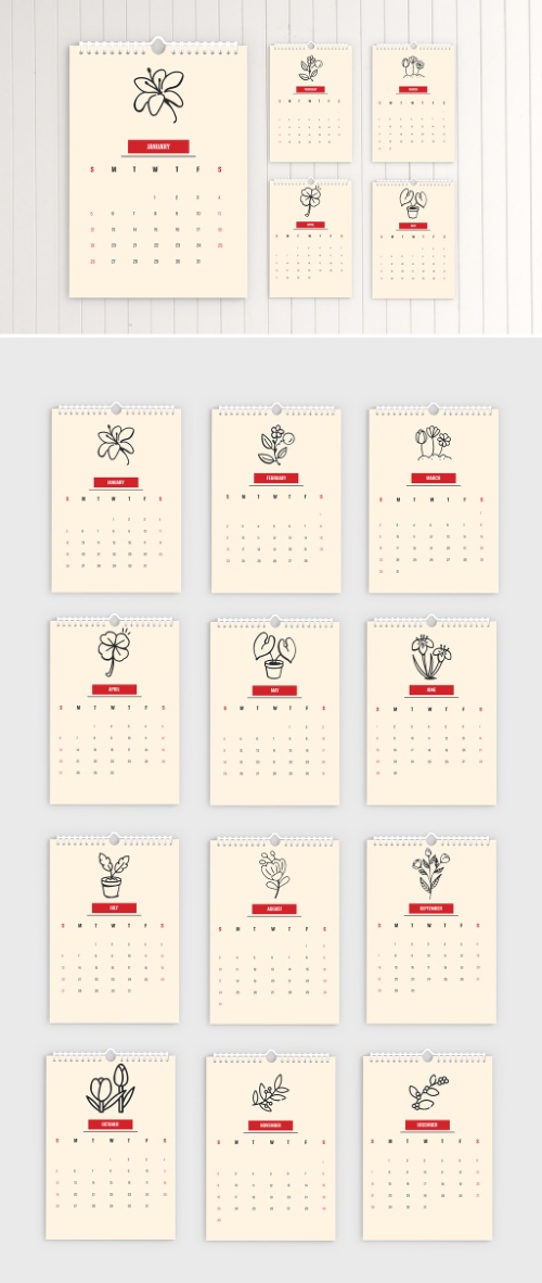 2026 InDesign Calendar Templates 51xINDD