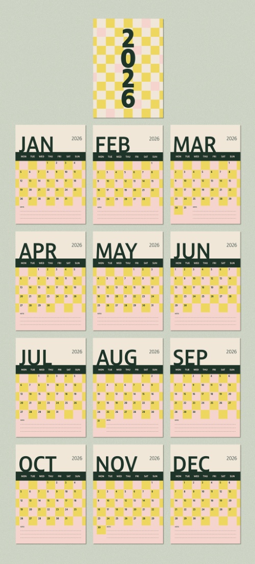 2026 InDesign Calendar Templates 51xINDD