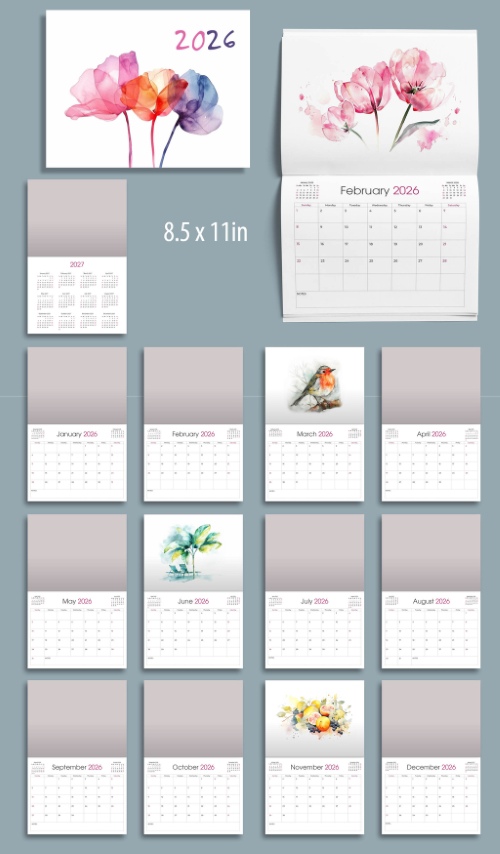 2026 InDesign Calendar Templates 51xINDD