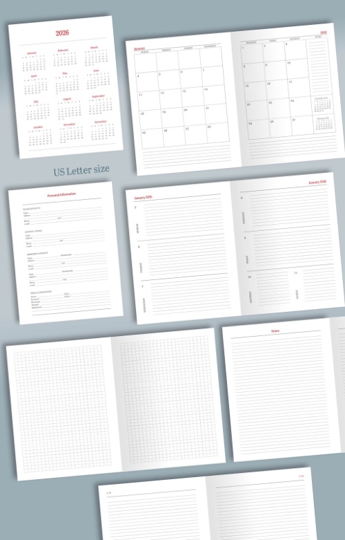 2026 InDesign Calendar Templates 51xINDD