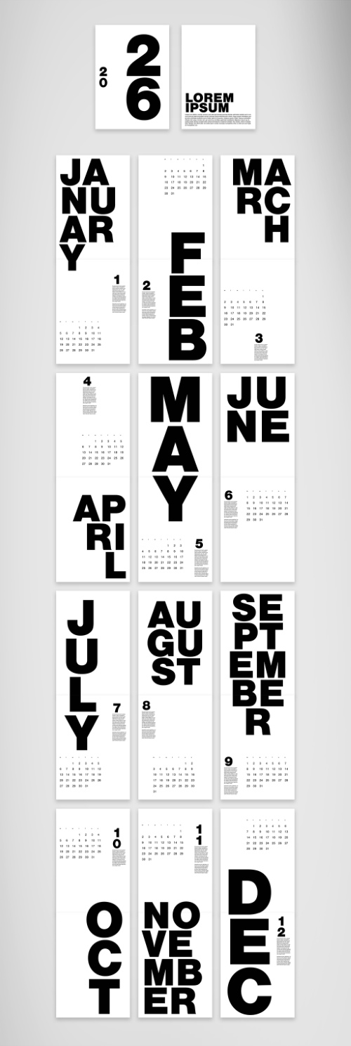 2026 InDesign Calendar Templates 51xINDD