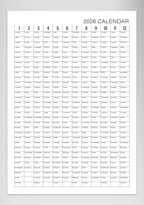 2026 InDesign Calendar Templates 51xINDD