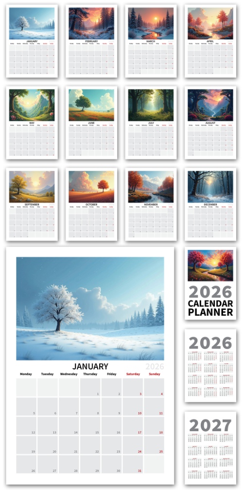 2026 InDesign Calendar Templates 51xINDD