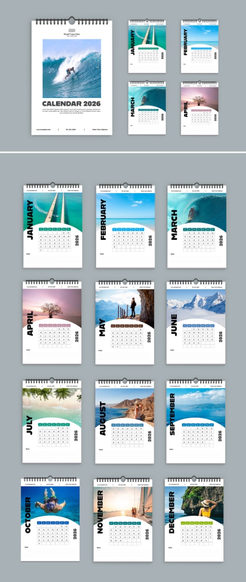 2026 InDesign Calendar Templates 51xINDD