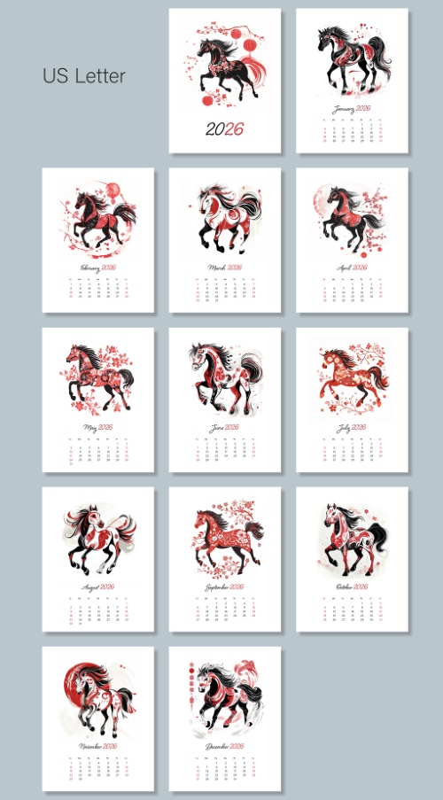 2026 InDesign Calendar Templates 51xINDD