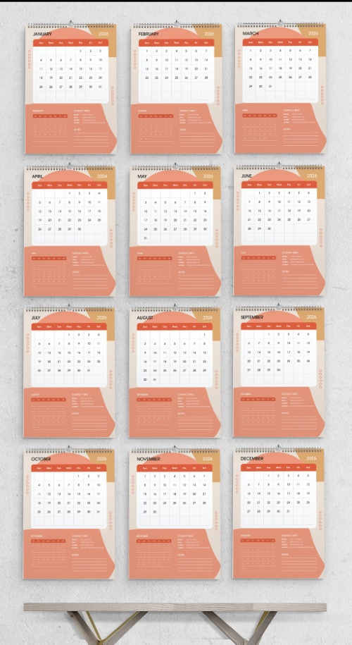 2026 InDesign Calendar Templates 51xINDD