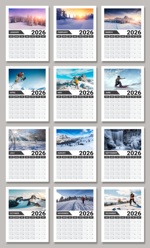 2026 InDesign Calendar Templates 51xINDD